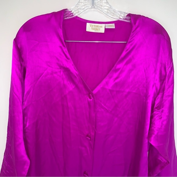 Vintage Victoria's Secret Gold Label Pajama Silk Button Up Shirt S - Picture 7 of 7